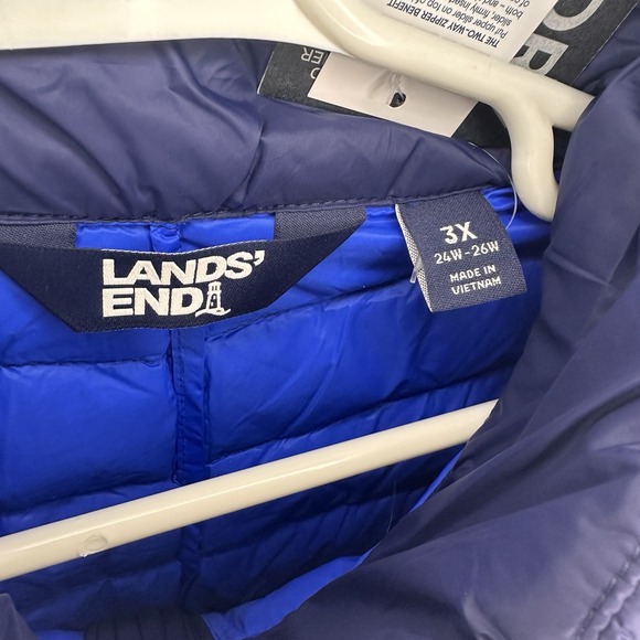 Lands' End Vest Navy Blue Goose Down Puffer 3x Womens 24W-26W Long Packabe NEW - Picture 3 of 7